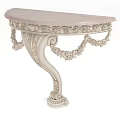 Elegant Classical Console Table With Marble Top And Ornate Carved Details