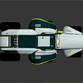 Futuristic Green And Silver Utility Vehicle With Large Off Road Wheels And Modern Design