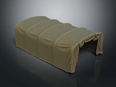 Olive Green Fabric Covered Bench Furniture With Wrinkled Design And Long Shape 3d model