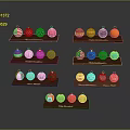 Colorful Christmas Themed Decorative Balls For Clothing And Hats On Wooden Shelves