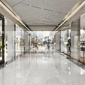 Modern Shopping Mall Store Corridor With Glass Fronts Window Displays And Shiny Floor