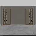 Elegant Wall Cabinets Design In Modern Interior With Wooden Frames And Decor Items 3d model