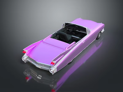 Vintage Purple Convertible Car With Open Top And Black Interior Design 3d model