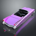 Vintage Purple Convertible Car With Open Top And Black Interior Design