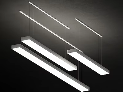Modern Slim Linear White LED Ceiling Lights for Contemporary Interior Lighting Design 3d model