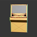 Yellow Arcade Machine With Screen Control Buttons And Coin Slot Stand Design