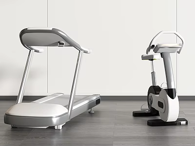 Modern Home Gym Fitness Equipment Treadmill And Exercise Bike For Indoor Workout 3d model