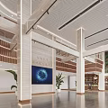 Modern Front Desk Reception Lobby Interior With Green Plants And Decorative Art