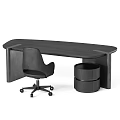 Modern Office Desk And Wheeled Chair Set With Wooden Top And Leather Seat