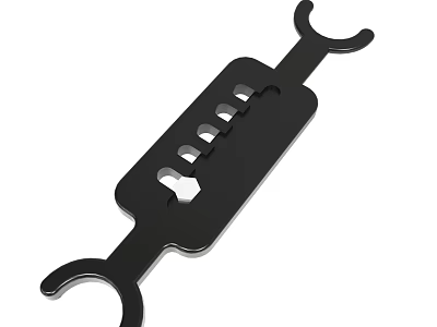 Black Multi Purpose Hand Tool With U Shaped Ends And Various Size Holes 3d model
