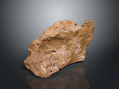 Natural Wooden Stone with Rough Surface and Natural Brown Texture on Dark Background 3d model