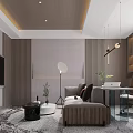 Modern Hotel Guest Room Interior With Sofa Coffee Table Decorative Partition And Area Rug