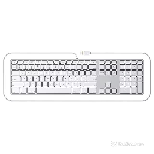 White Wired Computer Keyboard With Integrated Numeric Keypad And Sleek Design 3d model