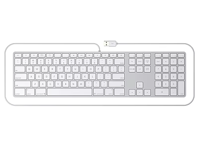 White Wired Computer Keyboard With Integrated Numeric Keypad And Sleek Design 3d model