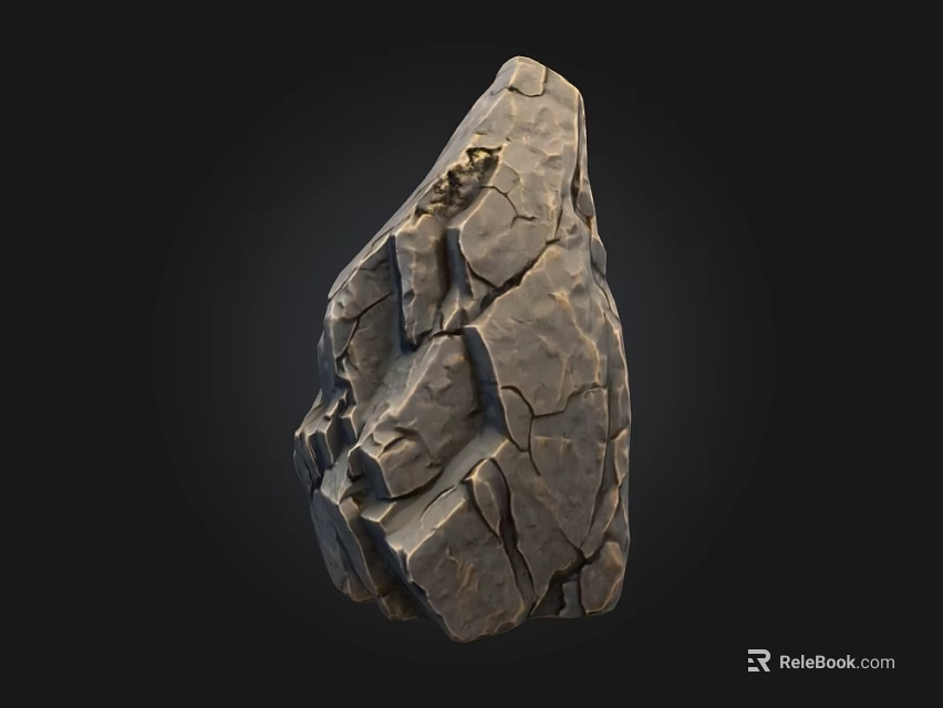Natural Cracked Stone And Wood Elements For Interior Decor Design Ideas 3d model 