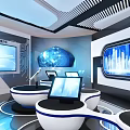 Futuristic Tech Interior Design With Circular Control Panels And Digital Screens 3d model
