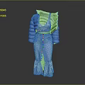 Blue Elegant Fashion Outfit With Puffy Sleeves Lace Inner Layer And Flared Button Pants
