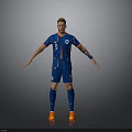 Man In Blue Soccer Jersey Number 9 Standing With Arms Outstretched On Gray Background