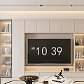 Modern Living Room Interior With TV Wall Sofa Coffee Table And Decorative Shelves