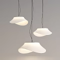 Modern White Pendant Lights With Sleek Curved Design Hanging In Trio