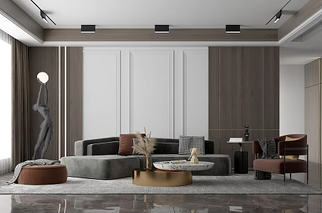 Light Luxury Living Room Sofa Coffee Table Combination 3d model