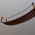 Rustic Wooden Suspension Bridge With Rope Railings Log Posts And Wooden Planks