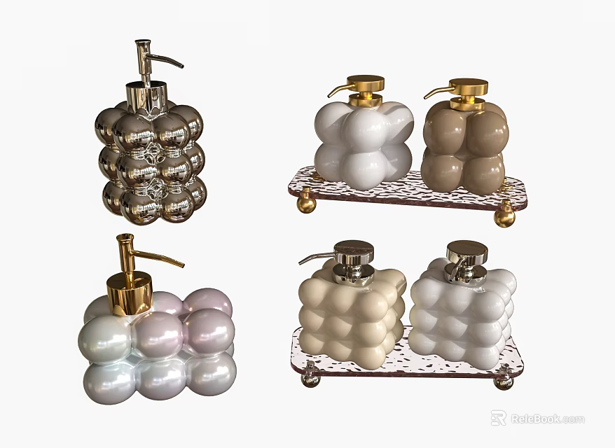 Chic Bubble Shaped Bathroom Soap Dispensers Set For Daily Use 3d model