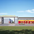 Modern Entrance Gate of Zhengzhou Yangsanji Uniform Clothing Company with Signage Vehicles and Grassland