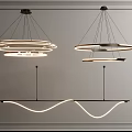 Modern Circular And Wavy Design Chandeliers With Sleek Metallic Frames Illuminated In Interior