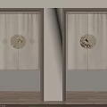 Japanese Sliding Washi Doors With Circular Flower Bird Patterns And Wooden Frames