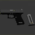 Modern Black Pistol With Magazine Metal Construction And Tactical Design On Dark Display Background