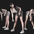 Woman Doing Dumbbell Exercise In Different Fitness Poses With Athletic Wear