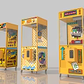 Electric Toys Crane Machine Arcade Game With Yellow Design And Welcome Sign
