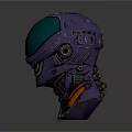 Purple Astronaut Helmet Model With Green Visor And Orange Accents Display Figurine