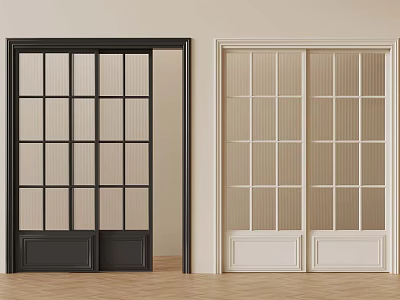 19 French Cream Style sliding door glass sliding door 3d model
