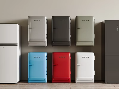 Colorful Refrigerator Freezer Units With Various Color Options For Modern Home 3d model