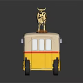 Yellow Van With Cow Model On Top And Milk Silk Text Design