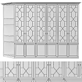 Gray Cabinet With Geometric Pattern Glass Doors And Open Shelves Design