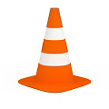 Orange And White Striped Traffic Cone As Essential Road Facility For Construction Area Safety