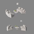 Modern Sofa And Coffee Table Set With Pillows And Floor Lamp For Living Room