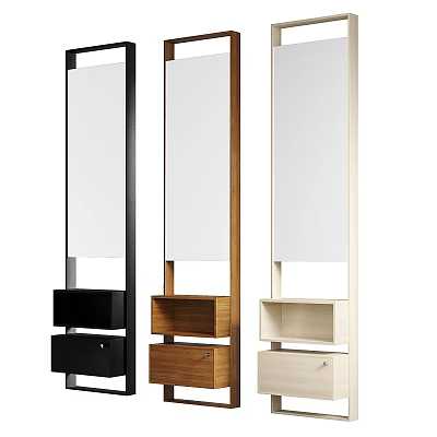Modern Full Length Mirrors with Black Brown and Light Colored Cabinet Bases 3d model
