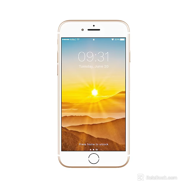 White Smartphone With Sunrise Background Screen Time Display And Slide To Unlock 3d model 