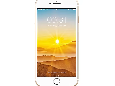 White Smartphone With Sunrise Background Screen Time Display And Slide To Unlock 3d model