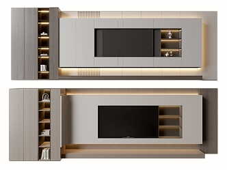 TV background wall ornaments TV balcony cabinet 3d model