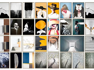 Diverse Decorative Wall Art Collection With Abstract Figures Landscapes And Patterns 3d model