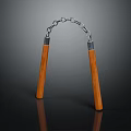 Traditional Nunchucks With Wooden Handles And Metal Chain For Martial Arts Practice
