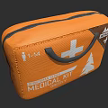 Orange Emergency Medical Kit Bag With Cross Symbol And Mountain Design For Outdoor Use