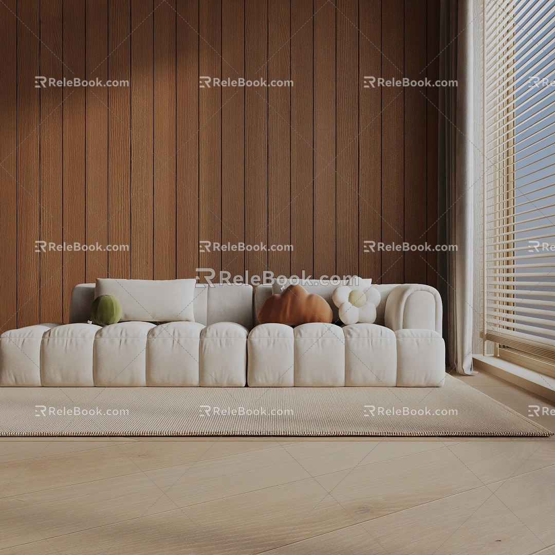 Modern three-seat sofa 3d model