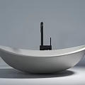 Elegant Modern White Curved Bowl Washbasin With Black Faucet Design