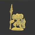 Detailed Fantasy Warrior Figurine In Blue Armor With Spear And Shield